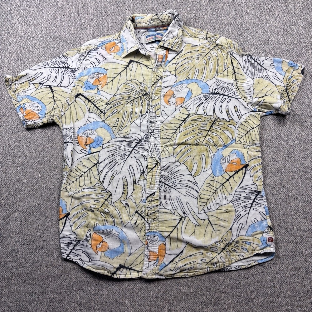 Margaritaville Mens Extra Soft Hawaiian Monstera Shirt Floral Parrot Head Medium